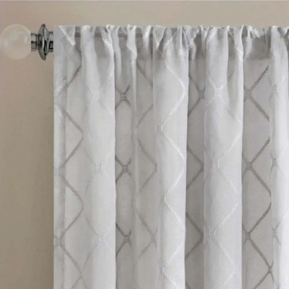 Madison Park Diamond Gray Sheer Curtain Panel